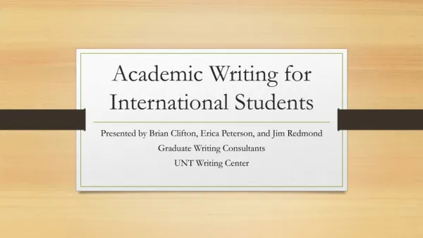 Academic Writing for International Students