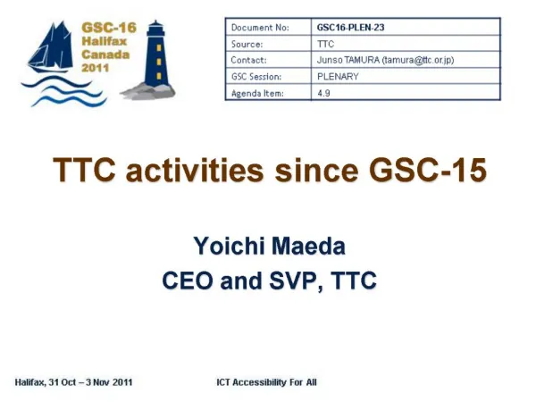 TTC activities since GSC-15