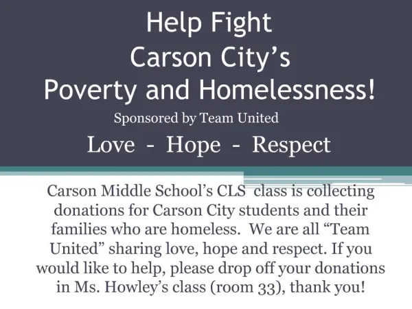 Help Fight Carson City s Poverty and Homelessness