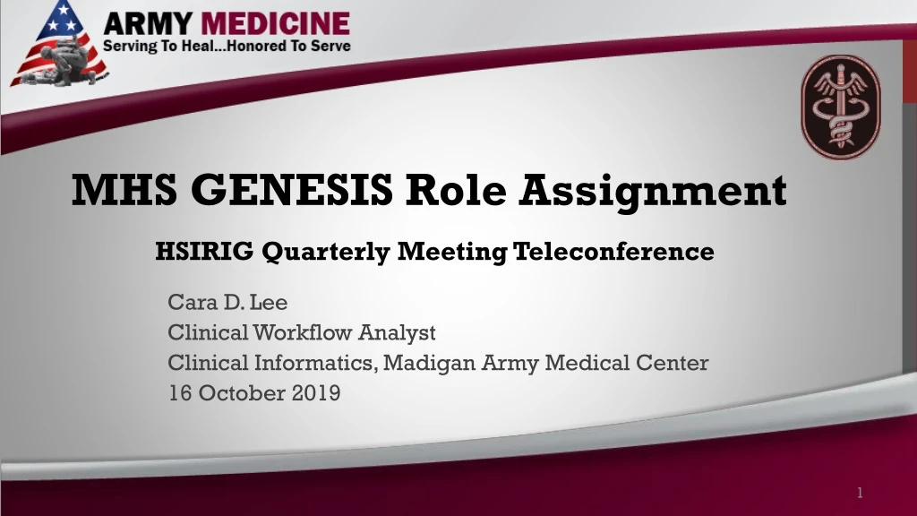 mhs genesis role assignment hsirig quarterly meeting teleconference