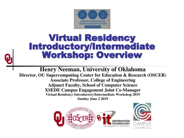 Virtual Residency Introductory/Intermediate Workshop: Overview