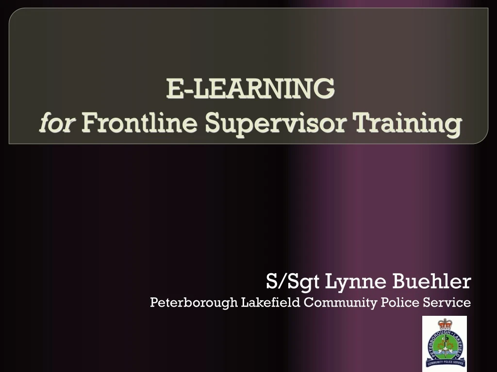 e learning for frontline supervisor training