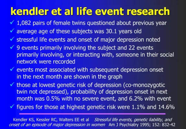 Kendler et al life event research