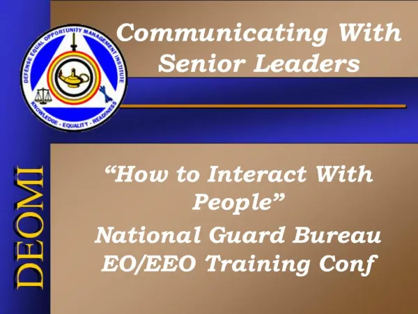 How to Interact With People National Guard Bureau EO