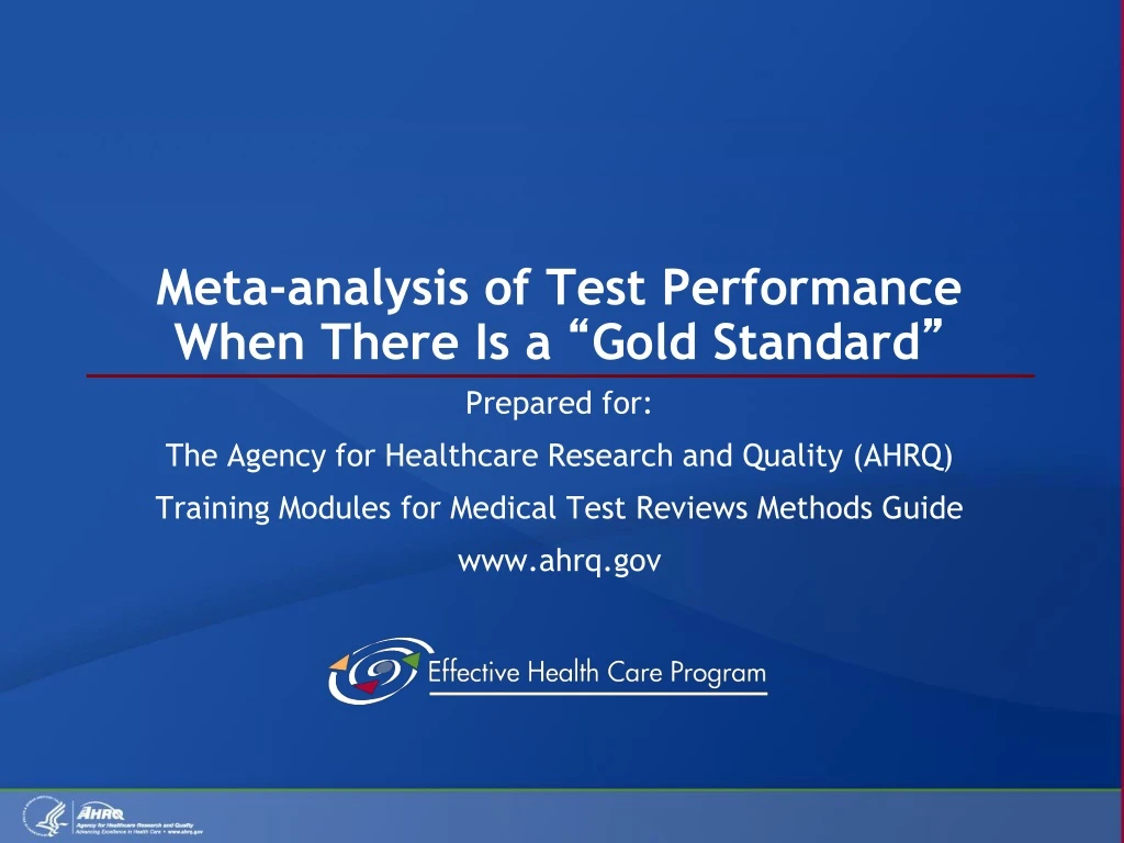 meta analysis of test performance when there is a gold standard
