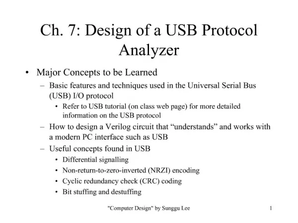 Ch. 7: Design of a USB Protocol Analyzer