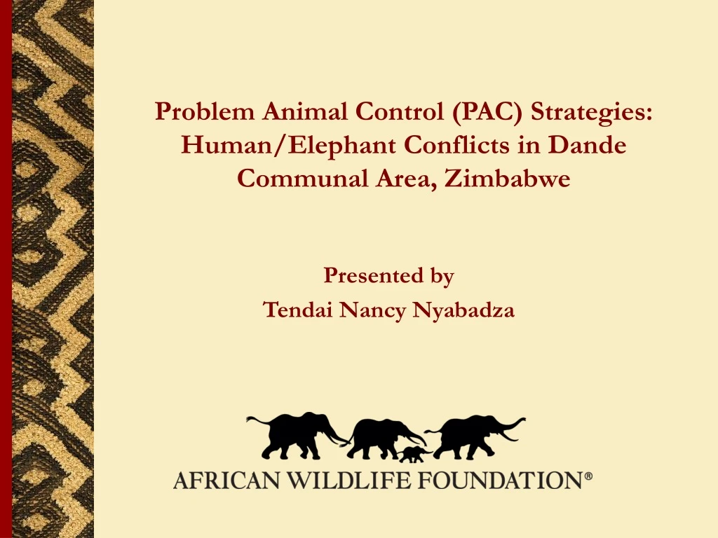 problem animal control pac strategies human elephant conflicts in dande communal area zimbabwe