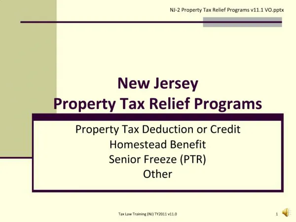 New Jersey Property Tax Relief Programs
