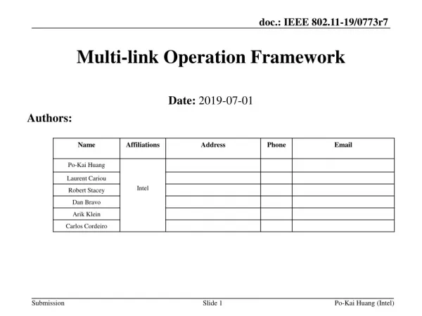 Multi-link Operation Framework