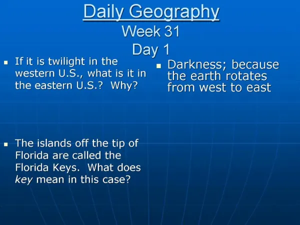 Daily Geography Week 31 Day 1