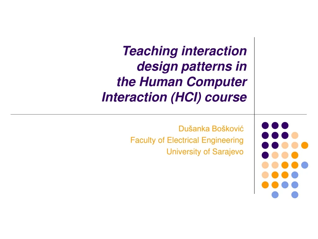 teaching interaction design patterns in the human computer interaction hci course