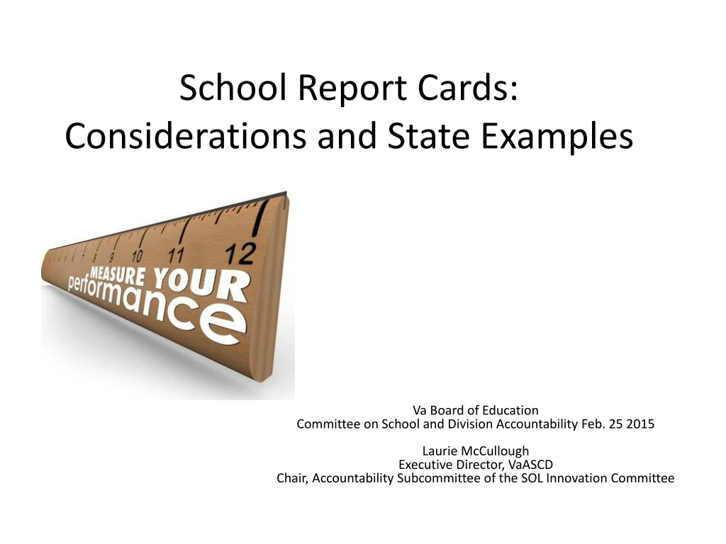 school report cards considerations and state examples