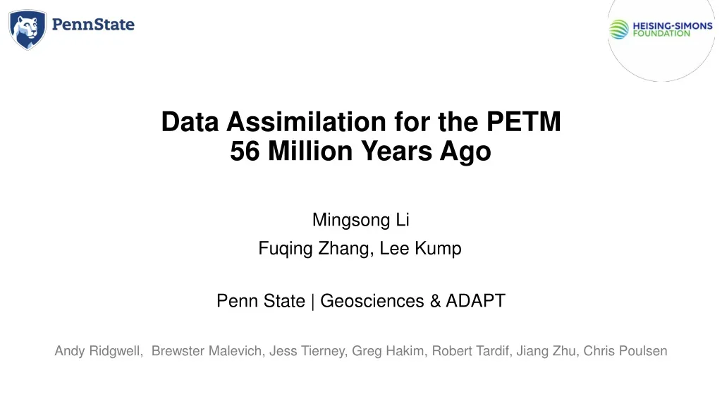 data assimilation for the petm 56 million years ago