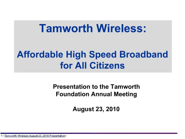 Tamworth Wireless: Affordable High Speed Broadband for All Citizens