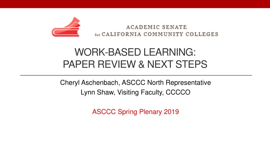 work based learning paper review next steps