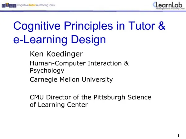 Cognitive Principles in Tutor e-Learning Design