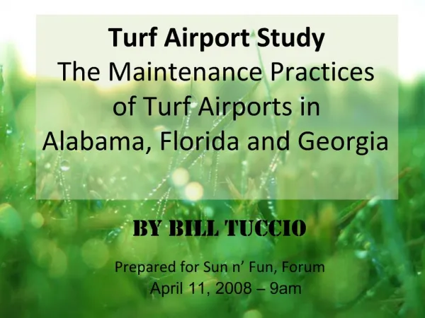 Turf Airport Study The Maintenance Practices of Turf Airports in Alabama, Florida and Georgia