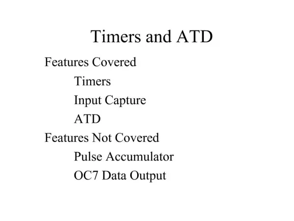 Timers and ATD