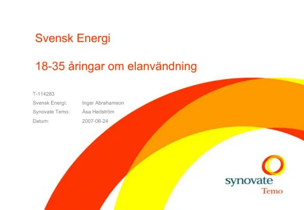 Svensk Energi 18-35 ringar om elanv ndning