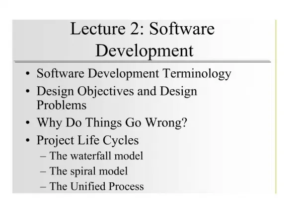 Lecture 2: Software Development