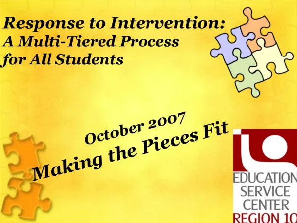 Response to Intervention: A Multi-Tiered Process for All Students