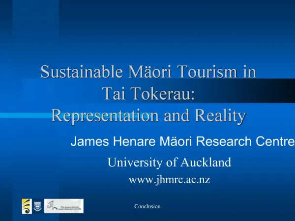Sustainable M ori Tourism in Tai Tokerau: Representation and Reality