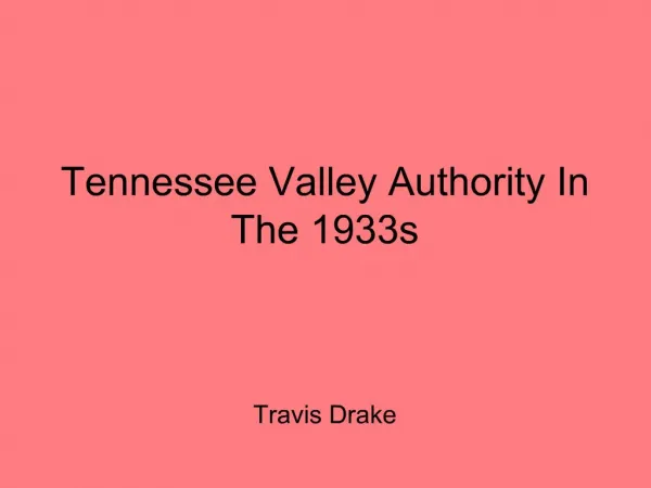 Tennessee Valley Authority In The 1933s