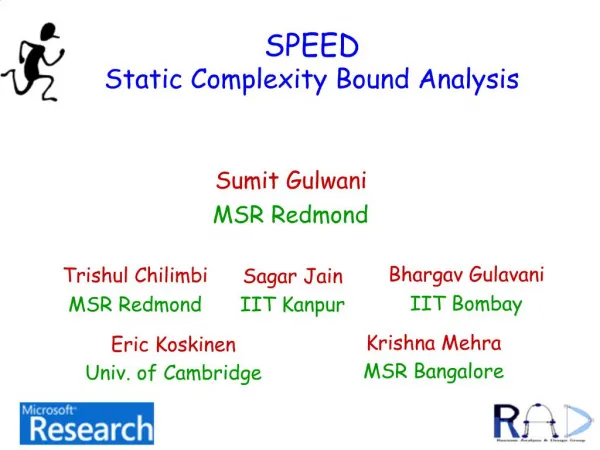 SPEED Static Complexity Bound Analysis