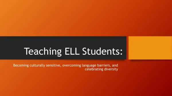 Teaching ELL Students: