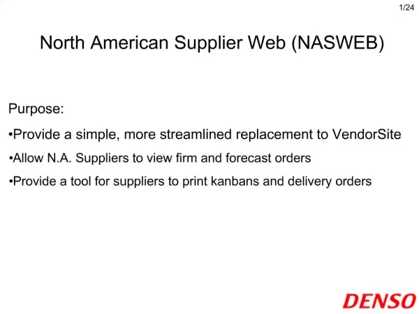 North American Supplier Web NASWEB