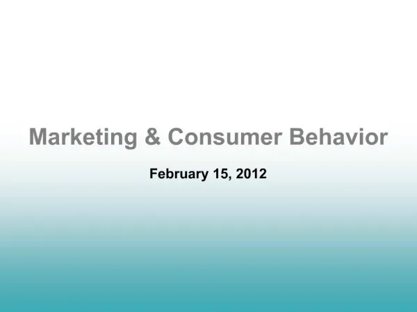 Marketing Consumer Behavior