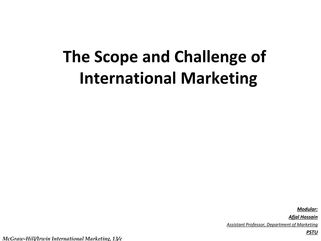 the scope and challenge of international marketing