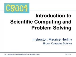 Introduction to Scientific Computing and Problem Solving - slide 1