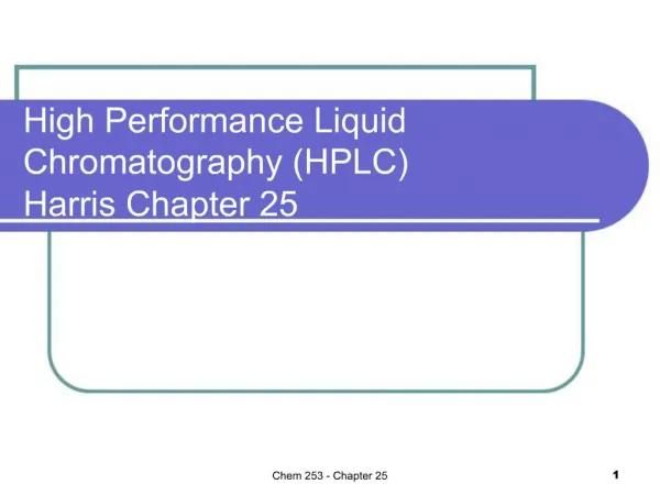High Performance Liquid Chromatography HPLC Harris Chapter 25