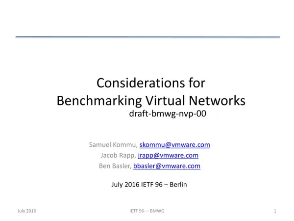 Considerations for Benchmarking Virtual Networks