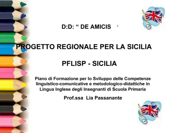 PROGETTO REGIONALE PER LA SICILIA PFLISP - SICILIA