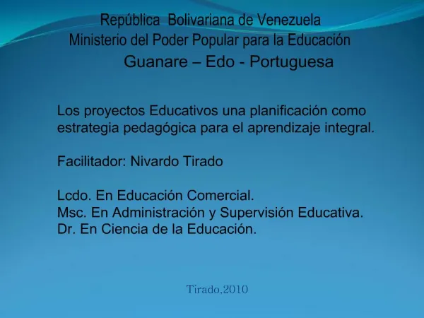Rep blica Bolivariana de Venezuela Ministerio del Poder Popular para la Educaci n Guanare Edo - Portuguesa