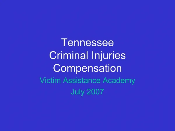 Tennessee Criminal Injuries Compensation