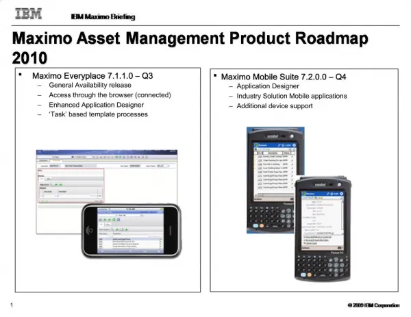 Maximo Asset Management Product Roadmap 2010
