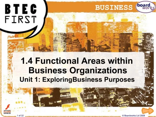 1.4 Functional Areas within Business Organizations Unit 1: Exploring Business Purposes