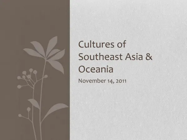 Cultures of Southeast Asia Oceania