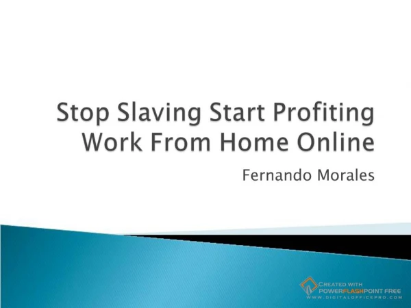 Stop Slaving Start Profiting Work From Home Online