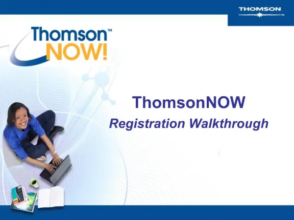 ThomsonNOW Registration Walkthrough