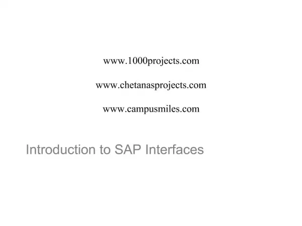 Introduction to SAP Interfaces