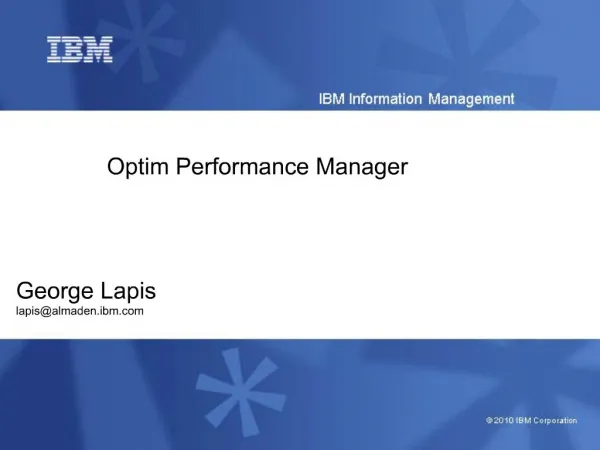 Optim Performance Manager