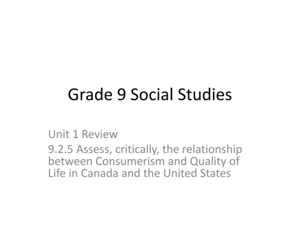 Grade 9 Social Studies