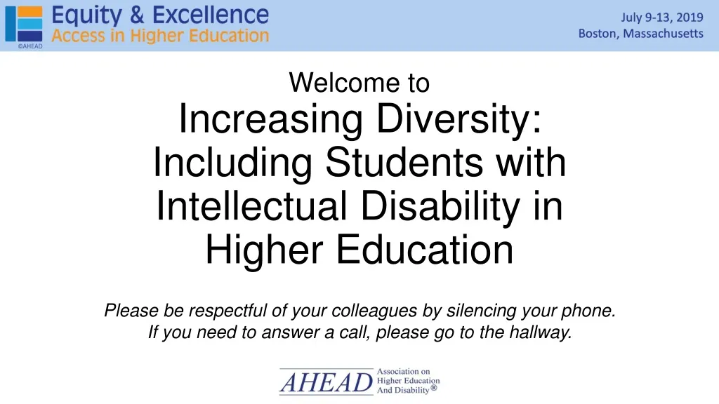 welcome to increasing diversity including students with intellectual disability in higher education