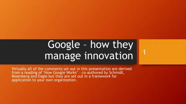 Google – how they manage innovation