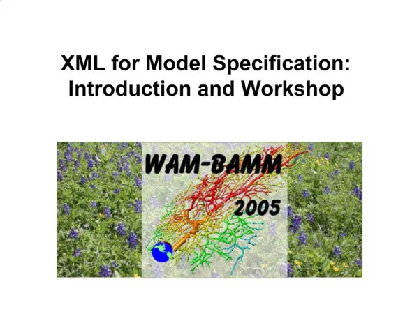 XML for Model Specification: Introduction and Workshop