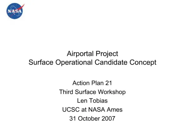 Airportal Project Surface Operational Candidate Concept